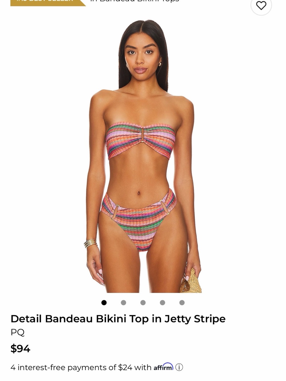 Striped Bandeau Bikini Top and Bottom Set - Multicolor